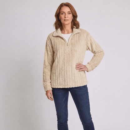 Racheal | Women's Ribbed Quarter-Zip Knit Jumper