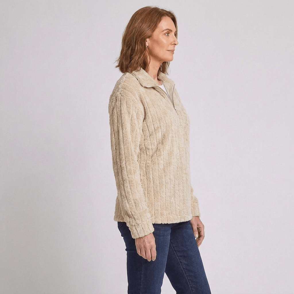 Racheal | Women's Ribbed Quarter-Zip Knit Jumper