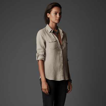 Lindsey | Camisa vintage de manga larga con botones para mujer
