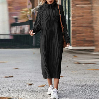 Addyson | Vestido midi de cuello alto y canalé grueso para mujer