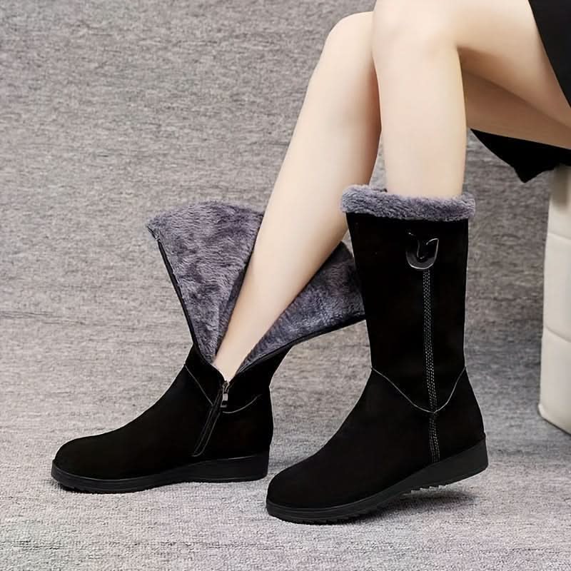 Cathleen | Women's Fur-Trimmed Winter Boots with Side Zip