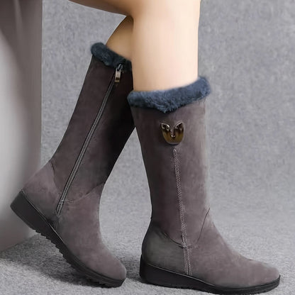 Cathleen | Women's Fur-Trimmed Winter Boots with Side Zip