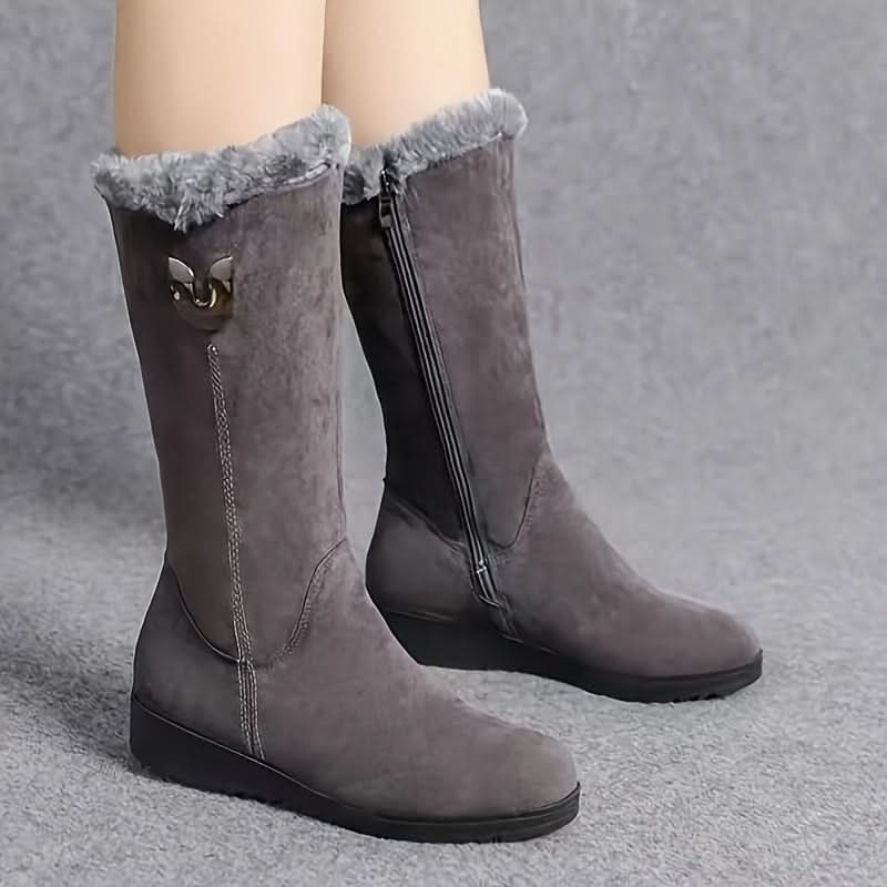 Cathleen | Women's Fur-Trimmed Winter Boots with Side Zip
