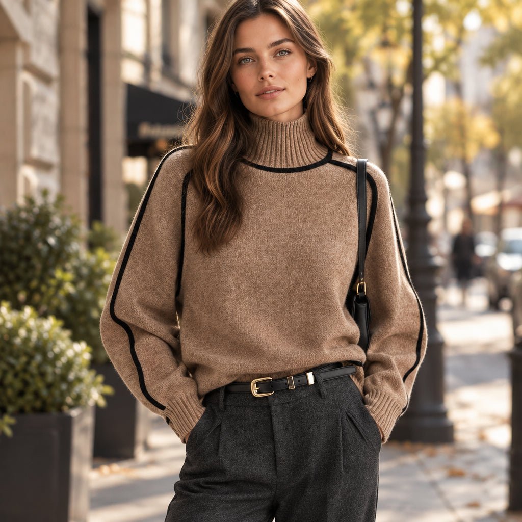 Aniya | Women's Colour-Block Turtleneck Jumper