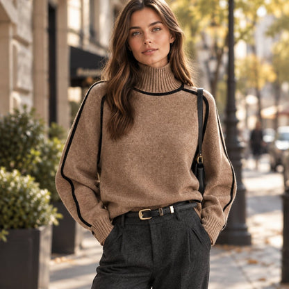 Aniya | Women's Colour-Block Turtleneck Jumper