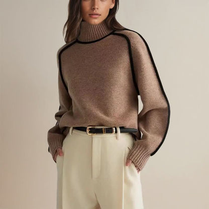 Aniya | Women's Colour-Block Turtleneck Jumper