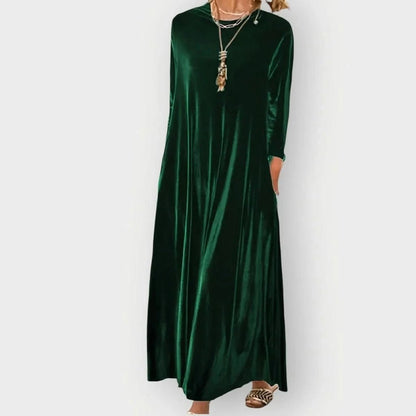 Dayanara | Women's Velvet Maxi Dress with 3/4 Sleeves