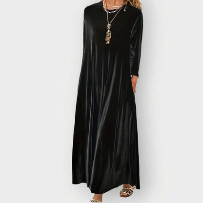 Dayanara | Women's Velvet Maxi Dress with 3/4 Sleeves