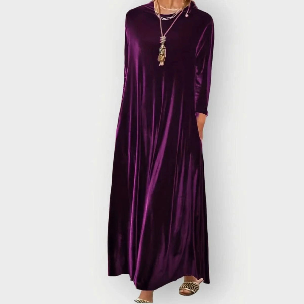Dayanara | Women's Velvet Maxi Dress with 3/4 Sleeves