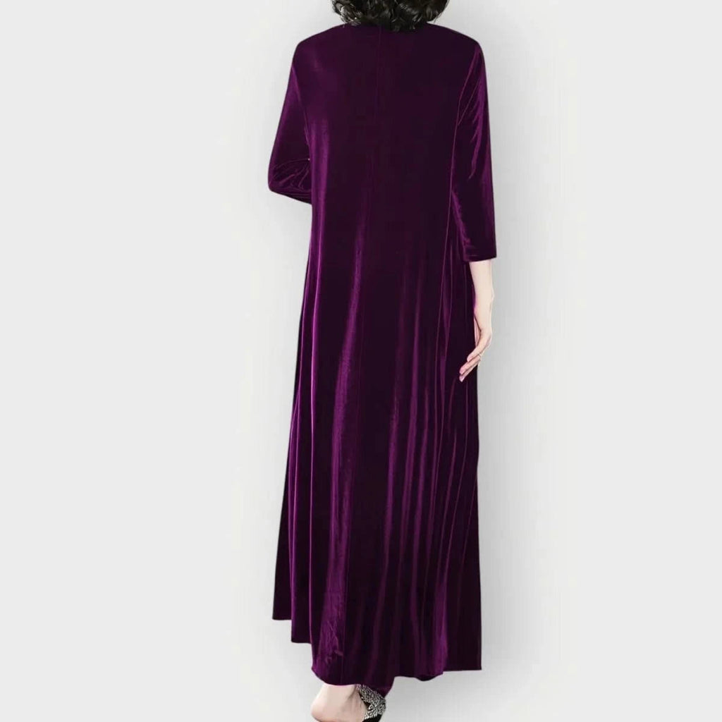 Dayanara | Women's Velvet Maxi Dress with 3/4 Sleeves