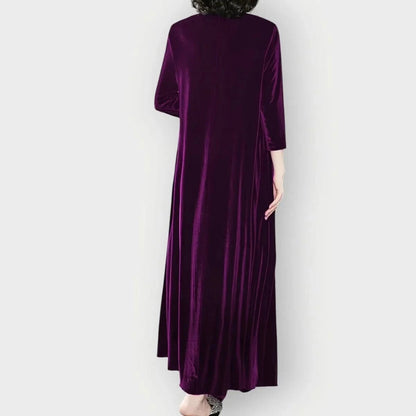 Dayanara | Women's Velvet Maxi Dress with 3/4 Sleeves