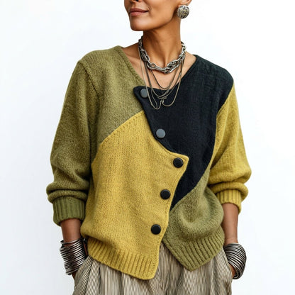 Alysa | Women's Asymmetric Button Relaxed-Fit Jumper
