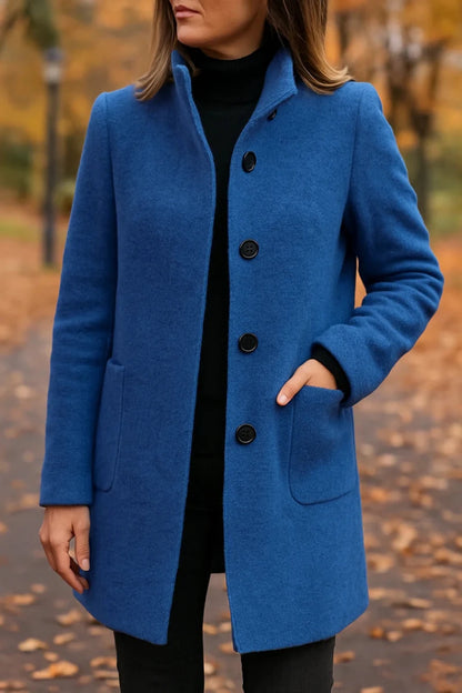 Elisa | Damen-Mantel in Longline-Schnitt mit Knopfleiste und Kragen