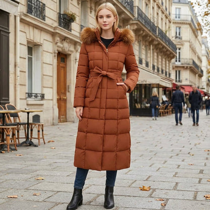 Maegan | Abrigo acolchado de invierno con cinturón para mujer