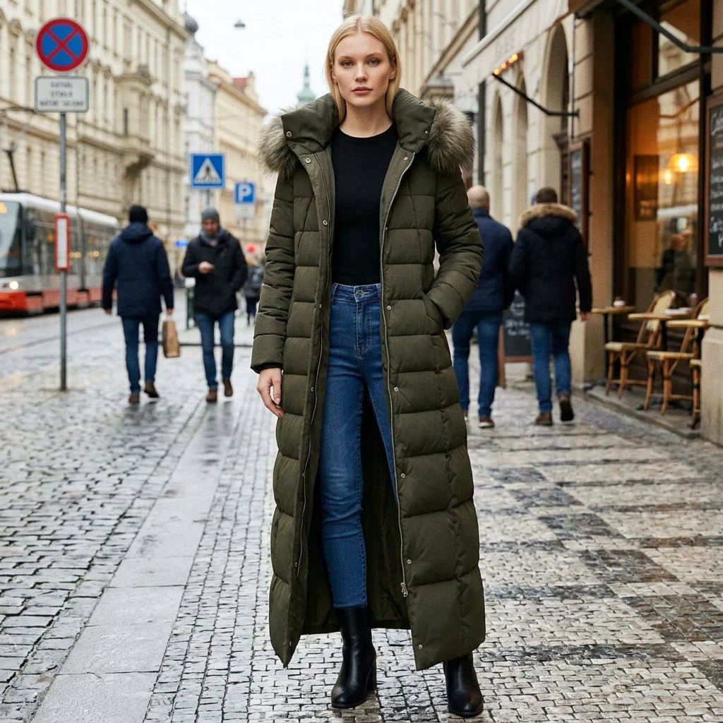 Maegan | Abrigo acolchado de invierno con cinturón para mujer