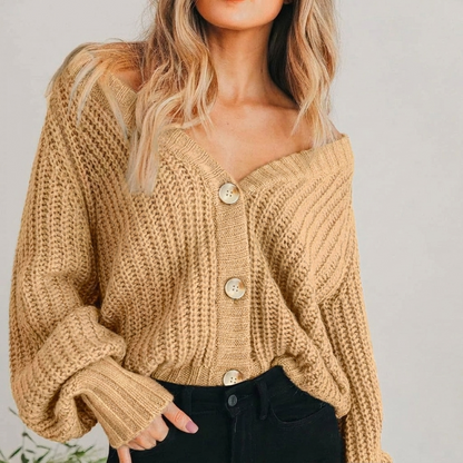 Kelsie | Women's Balloon-Sleeve Knit Cardigan